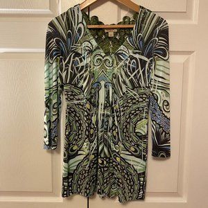 One World 3/4th Sleeve Tunic Style Blouse - Size Small